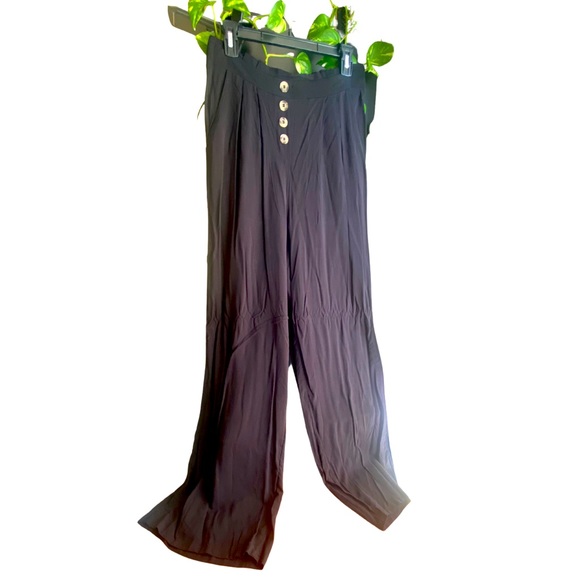 Pink Rose - Black Wide Leg Pants - Picture 1 of 5